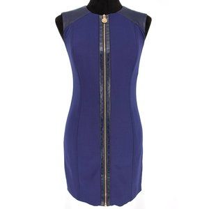 Versace Wool Leather Sleeveless Zip Front Dress 40